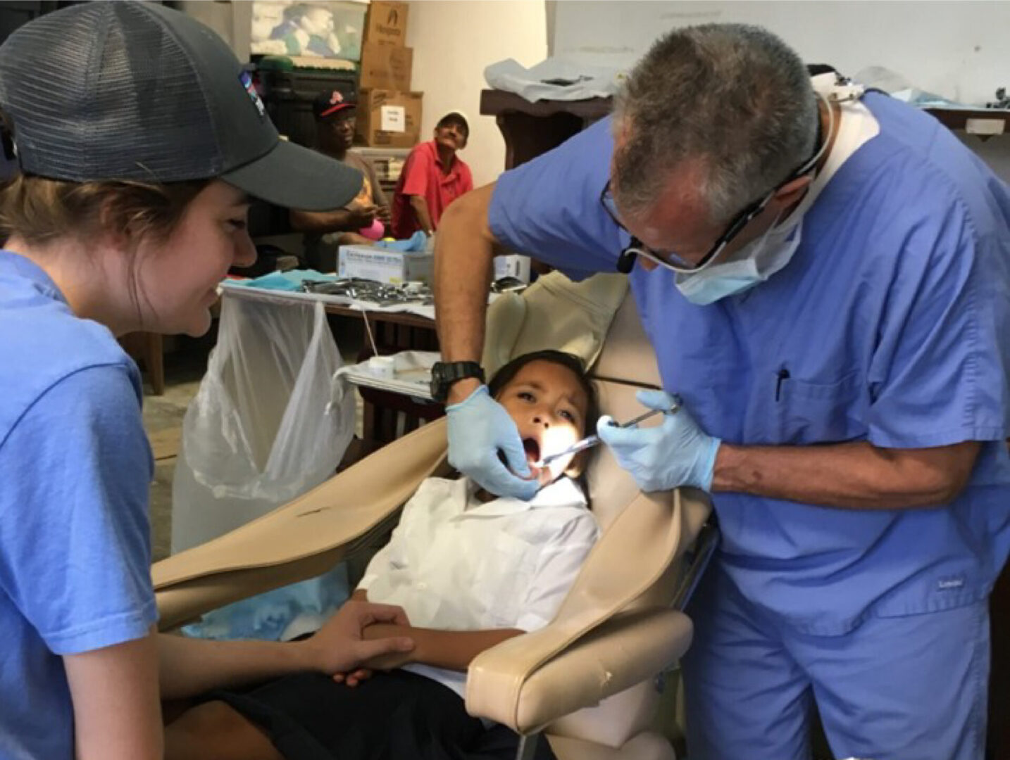 A little boy getting a dental check up