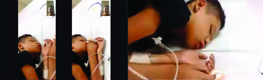 video call to a little boy admitted to the hospital
